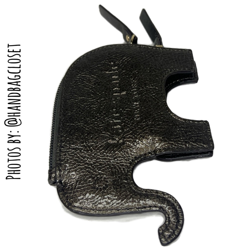 Kate Spade Elephant Coin Bag Metallic Grey Vintage Zip Purse - Picture 8 of 11